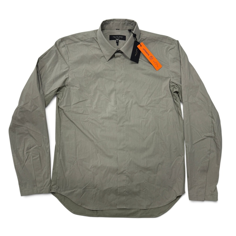 Rag & Bone Pursuit Snap Button Shirt Vetiver Gray Green Mens Small NWT